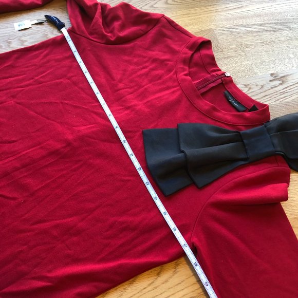 Halogen Red Black Bow Top Long Sleeve XS - Picture 7 of 9